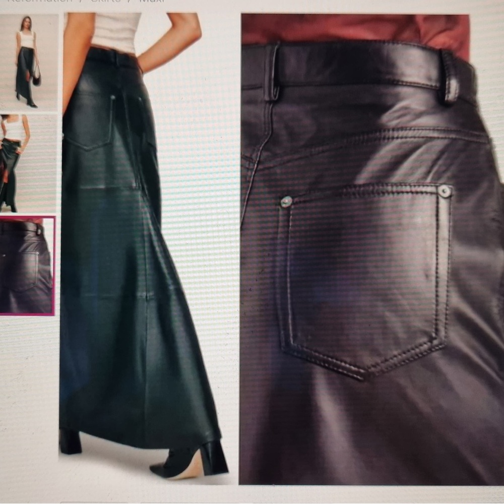 Reformation Veda Tazz Leather Maxi Skirt Size 12 - Picture 5 of 8